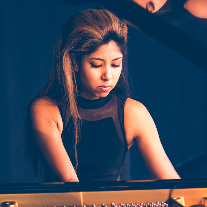 Summer Playing Piano Close Up